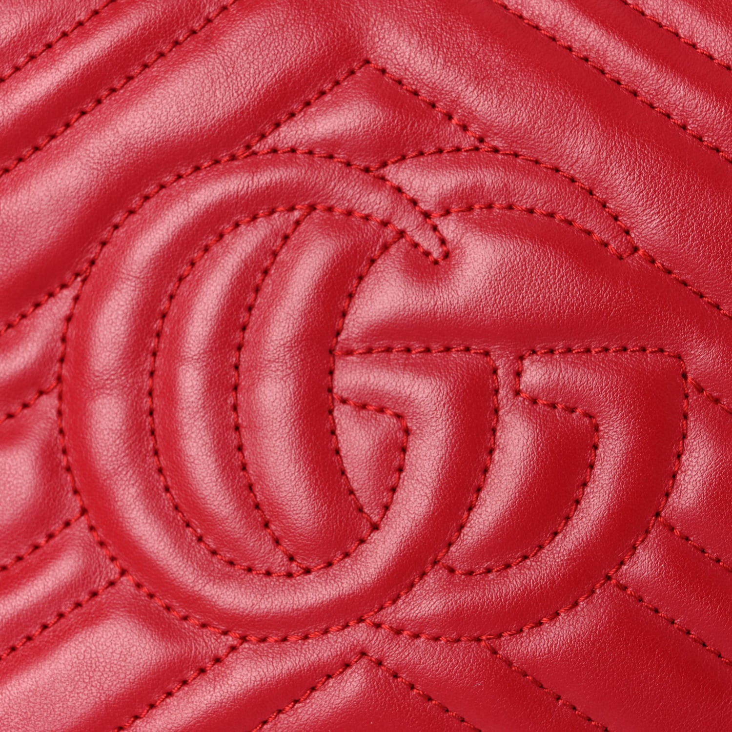 Gucci Calfskin Matelasse Small GG Marmont Chain Shoulder Bag Hibiscus Red 13 of 14