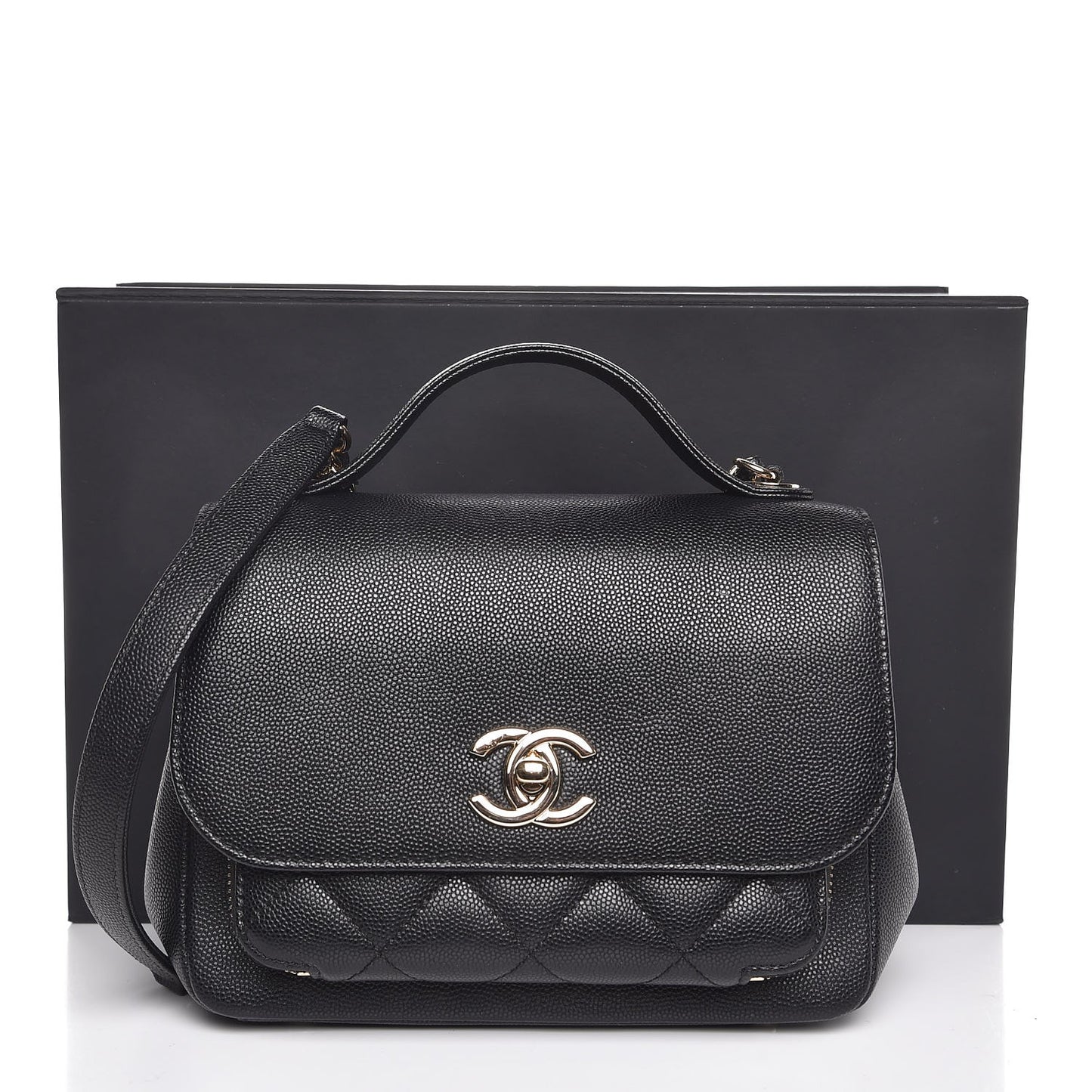 Caviar Quilted Small Business Affinity Flap Black