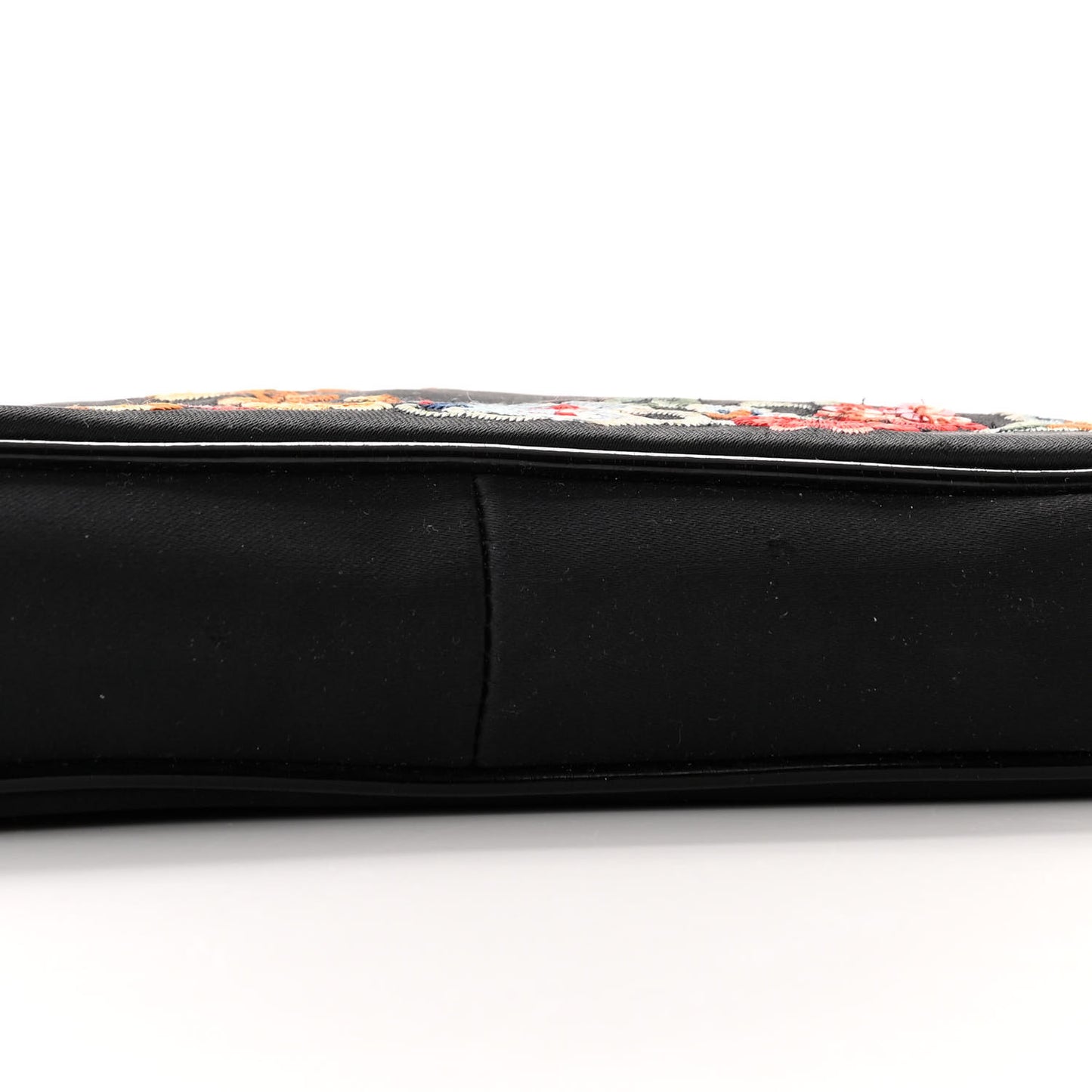 Satin Embroidered Koi Saddle Bag Black
