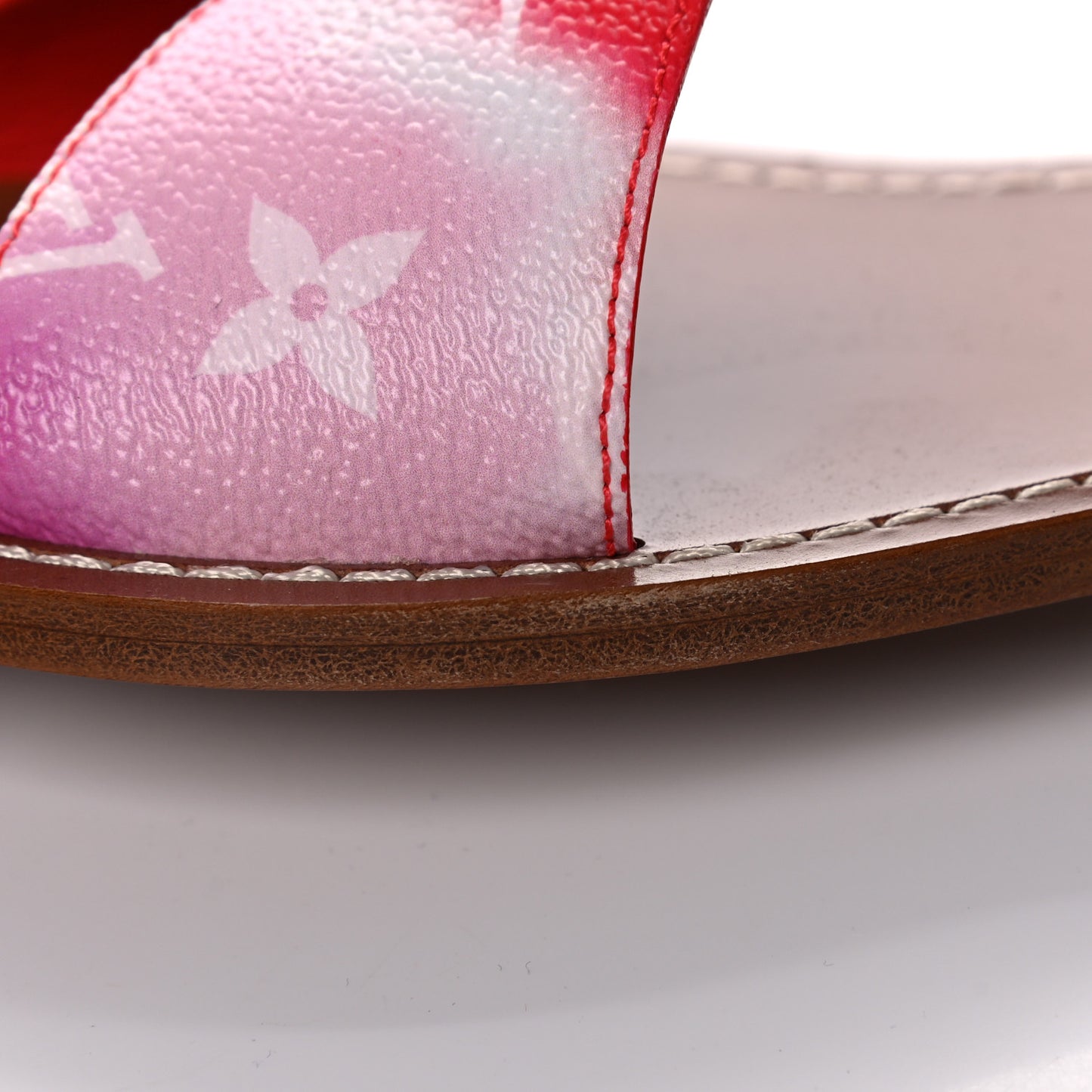 Monogram Escale Palma Flat Sandals 37 Rouge