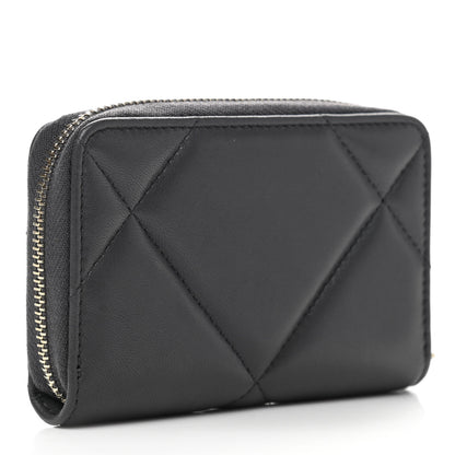 Chanel Lambskin Quilted Chanel 19 Zip Around Coin Purse Wallet Dark Grey 3 of 8