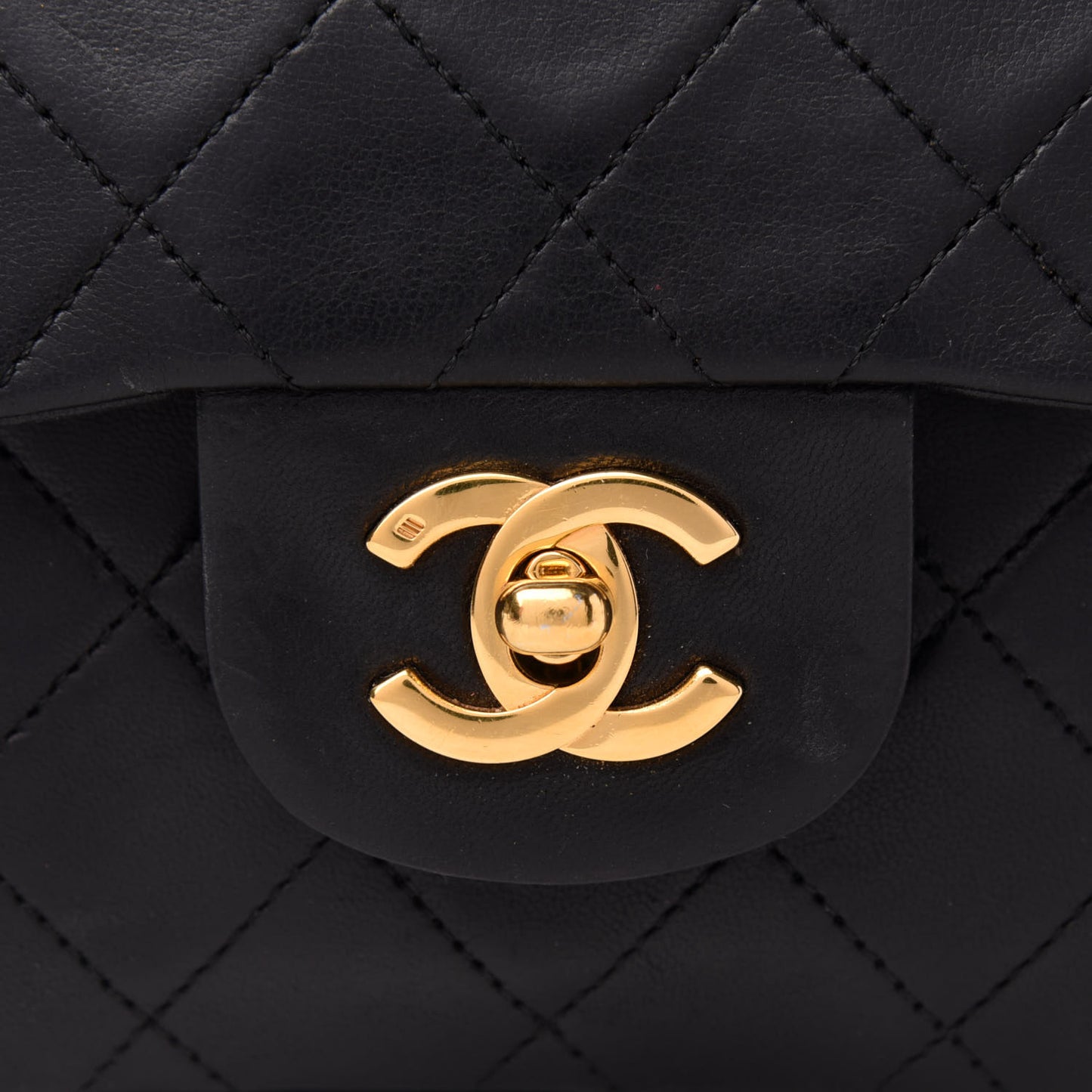 Lambskin Quilted Small Double Flap Black