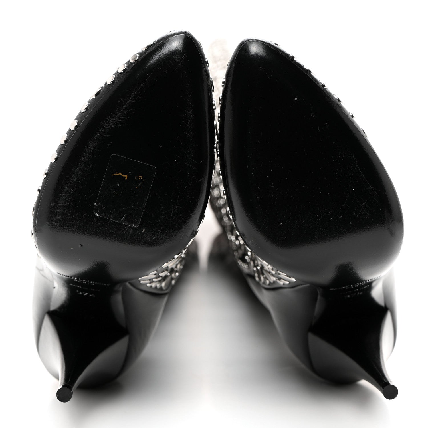Saint Laurent Vertigo Stella Calfskin Nikel Palladio Kiki 110 Studded Over The Knee Boots 37.5 Black 5 of 8