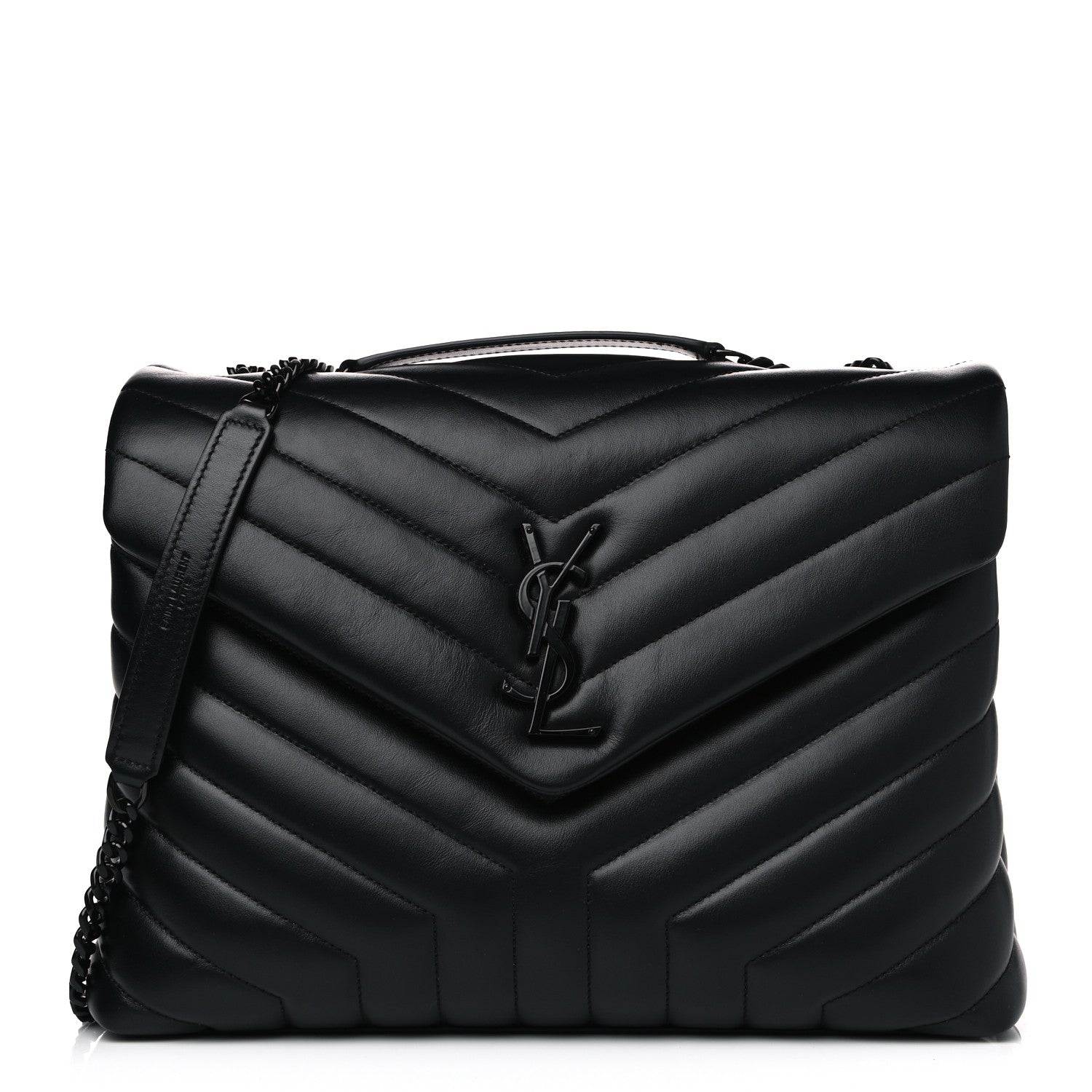 Saint Laurent Calfskin Y Quilted Monogram Medium Loulou Chain Satchel Black 1 of 6
