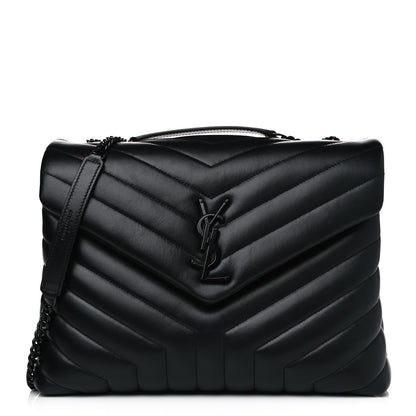 Saint Laurent Calfskin Y Quilted Monogram Medium Loulou Chain Satchel Black 1 of 6