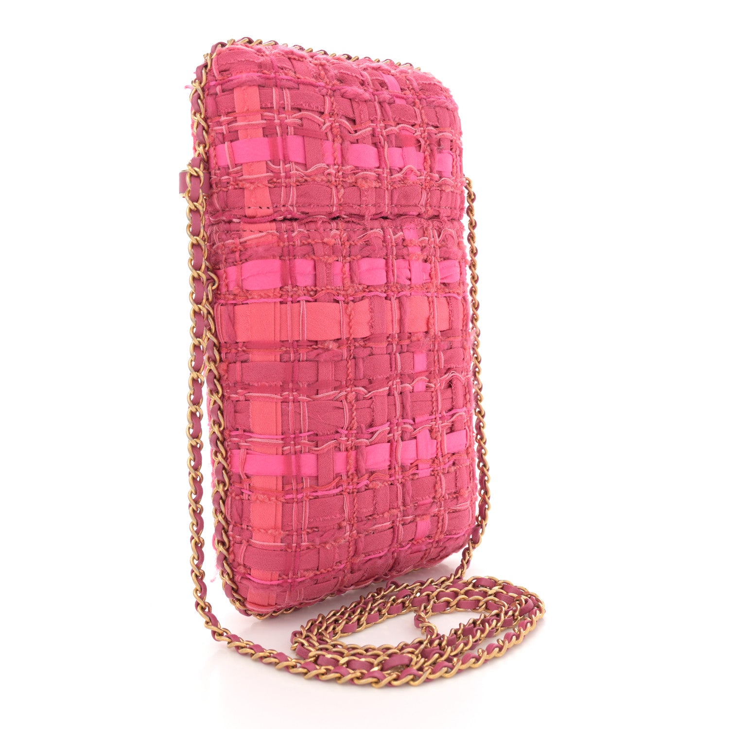 Chanel Tweed Chain Around Phone Holder Pink 3 of 11