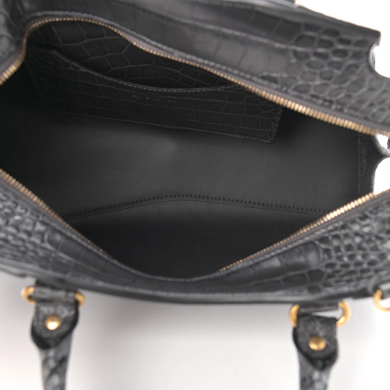 Balenciaga Extra Supple Calfskin Crocodile Embossed Neo Classic Gold Hardware S City Dark Grey 5 of 10