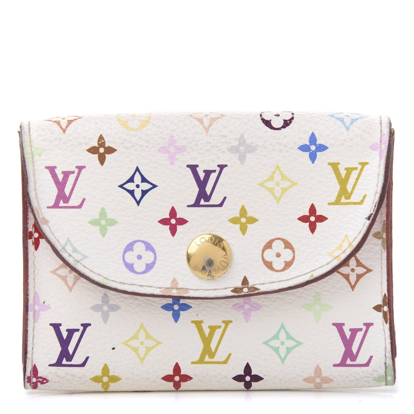 Monogram Multicolor Business Card Holder White Litchi