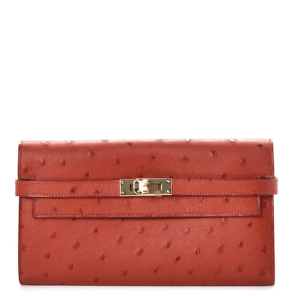 Hermes Ostrich Kelly Longue Wallet Brique 1 of 8