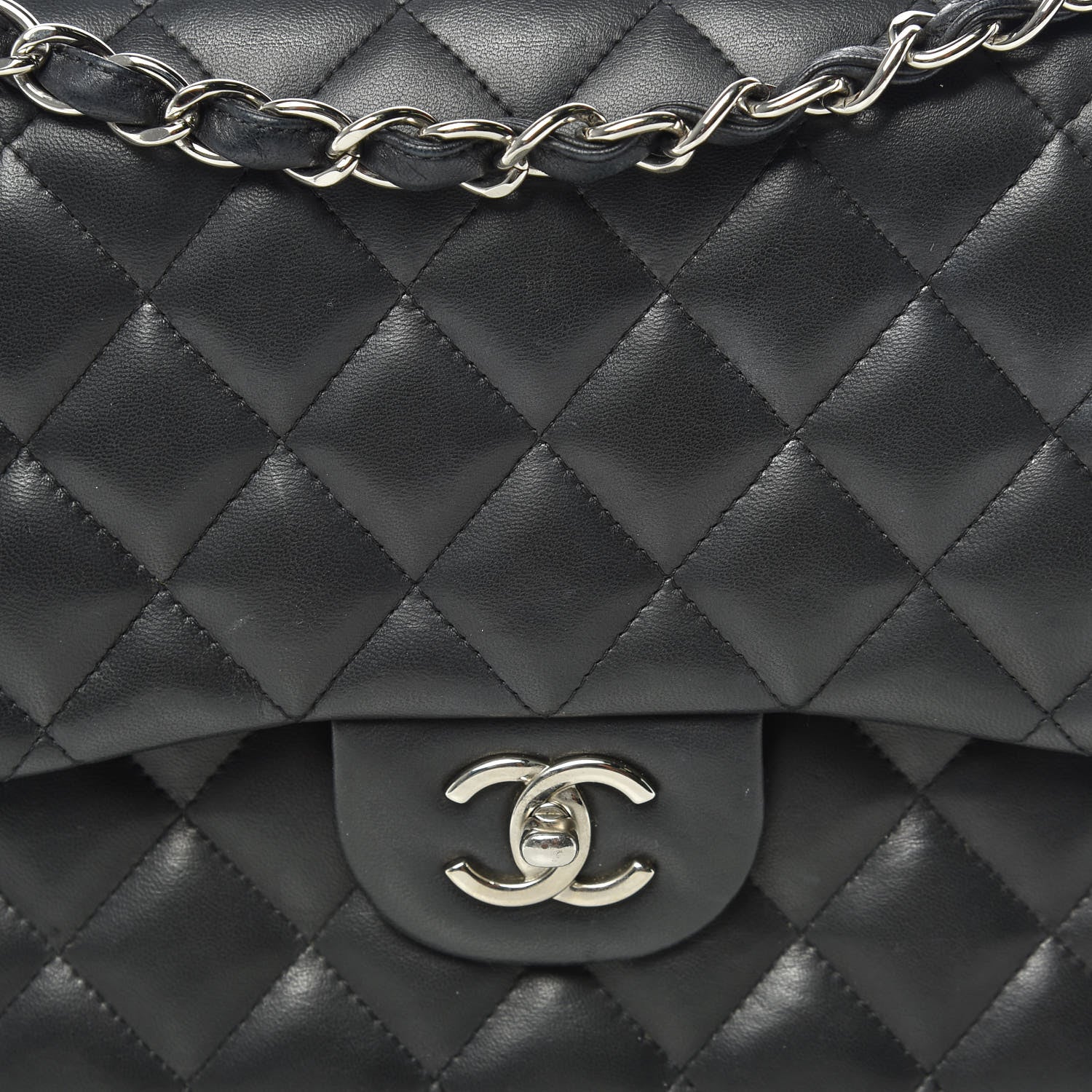 Chanel Lambskin Quilted Jumbo Double Flap Black 9 of 11