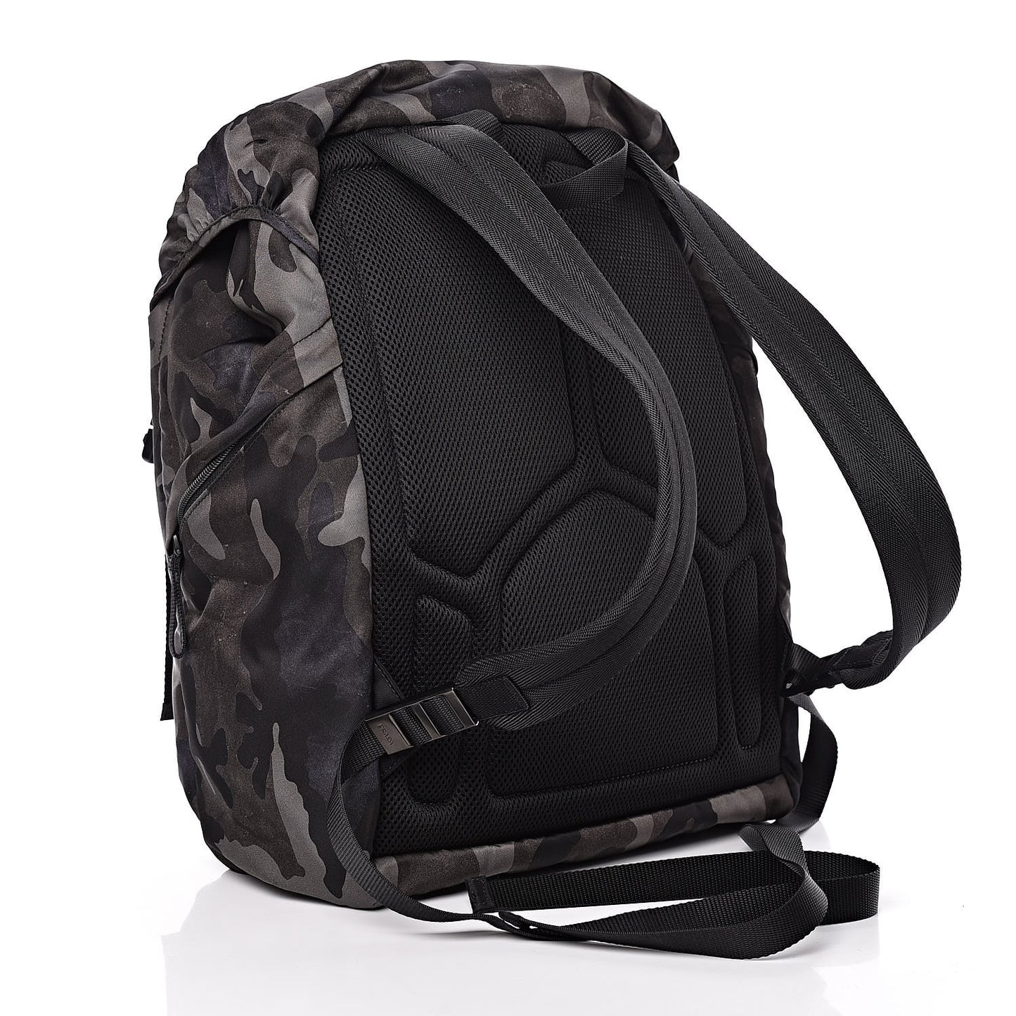 Tessuto Nylon Camouflage Print Double Buckle Backpack Fumo