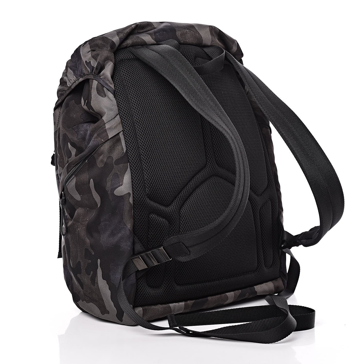 Prada Tessuto Nylon Camouflage Print Double Buckle Backpack Fumo 2 of 12