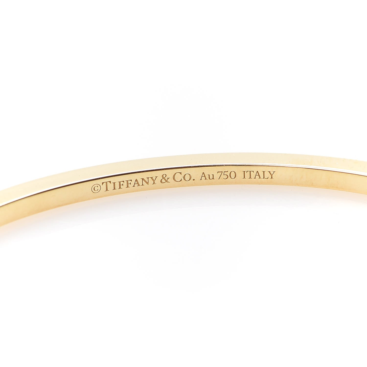 Tiffany 18K Yellow Gold Diamond T Hinged Wire Bangle Bracelet 5 of 6