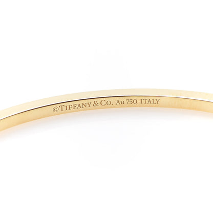 Tiffany 18K Yellow Gold Diamond T Hinged Wire Bangle Bracelet 5 of 6
