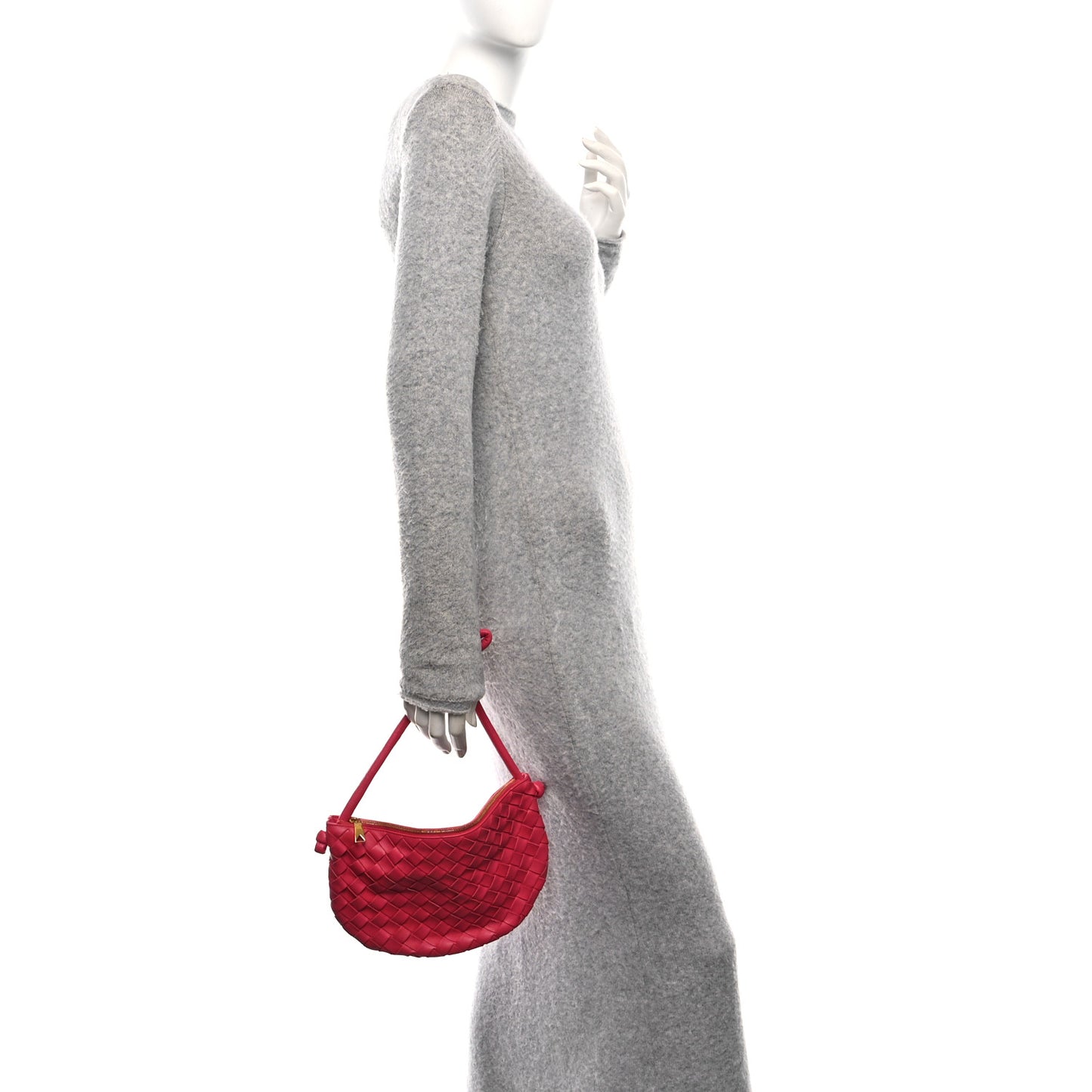 Nappa Intrecciato Small Turn Pouch Cranberry