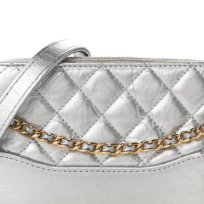 Chanel Metallic Lambskin Calfskin Quilted Small Gabrielle Clutch With Chain Silver 9 of 10