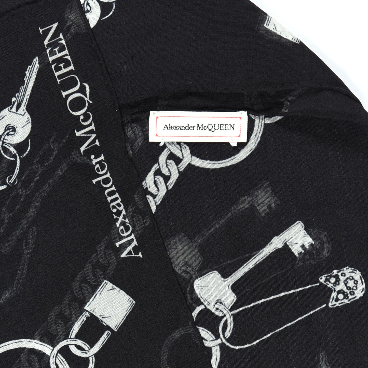 Modal Wool Chain Burst Scarf Black Ivory