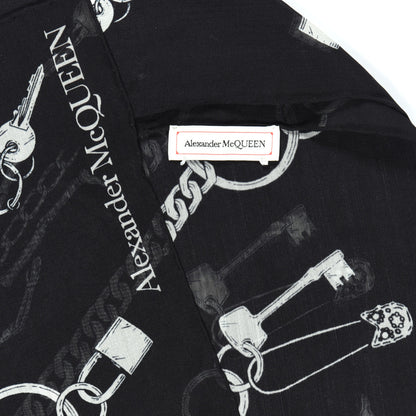 Alexander McQueen Modal Wool Chain Burst Scarf Black Ivory 4 of 4