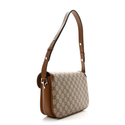 Gucci GG Supreme Monogram Horsebit 1955 Soft Small Shoulder Bag Beige Brown Sugar 3 of 11