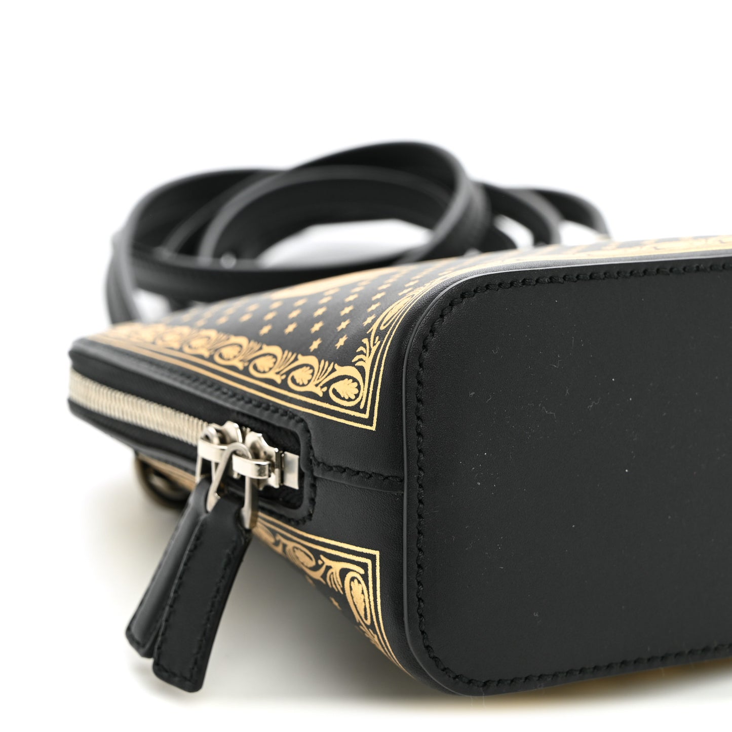 X SEGA Calfskin GUCCY Stars Mini Dome Shoulder Bag Black Gold