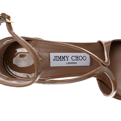 Jimmy Choo Patent Azia 95 Strap Sandals 38.5 Ballet Pink 7 of 11