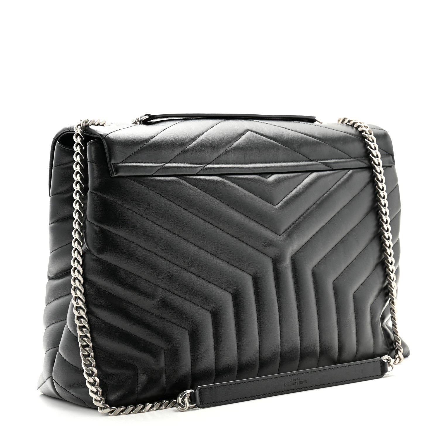 Saint Laurent Calfskin Y Quilted Monogram Large Loulou Chain Satchel Black 3 of 10