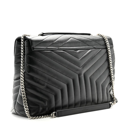 Saint Laurent Calfskin Y Quilted Monogram Large Loulou Chain Satchel Black 3 of 10