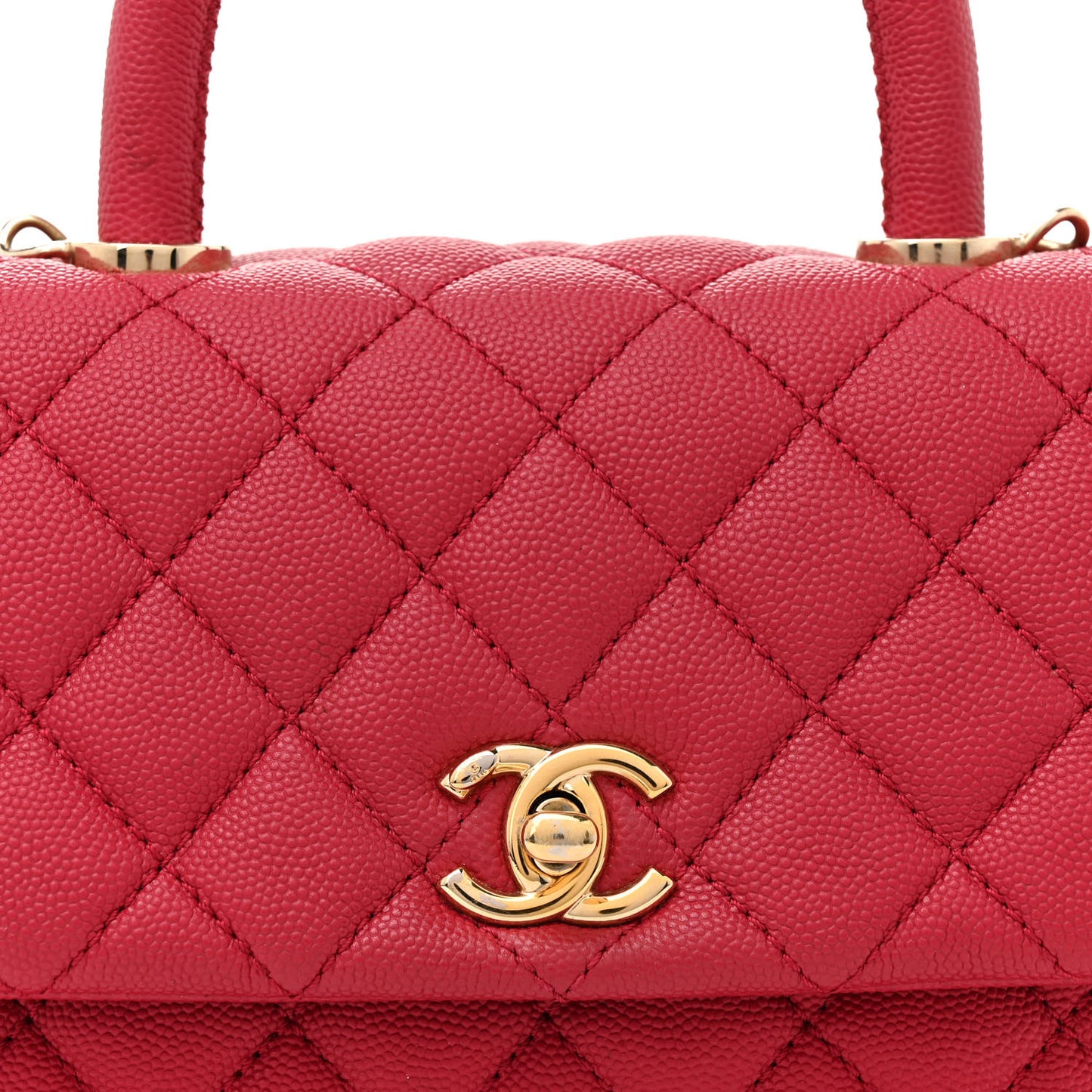 Caviar Quilted Mini Coco Handle Flap Dark Pink