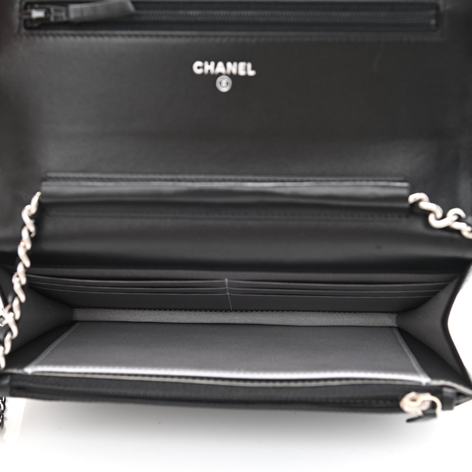 Chanel Lambskin Camellia Embossed Wallet on Chain WOC Black 5 of 12