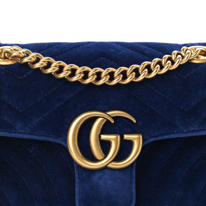 Gucci Velvet Matelasse Mini GG Marmont Shoulder Bag Cobalt Blue 8 of 11