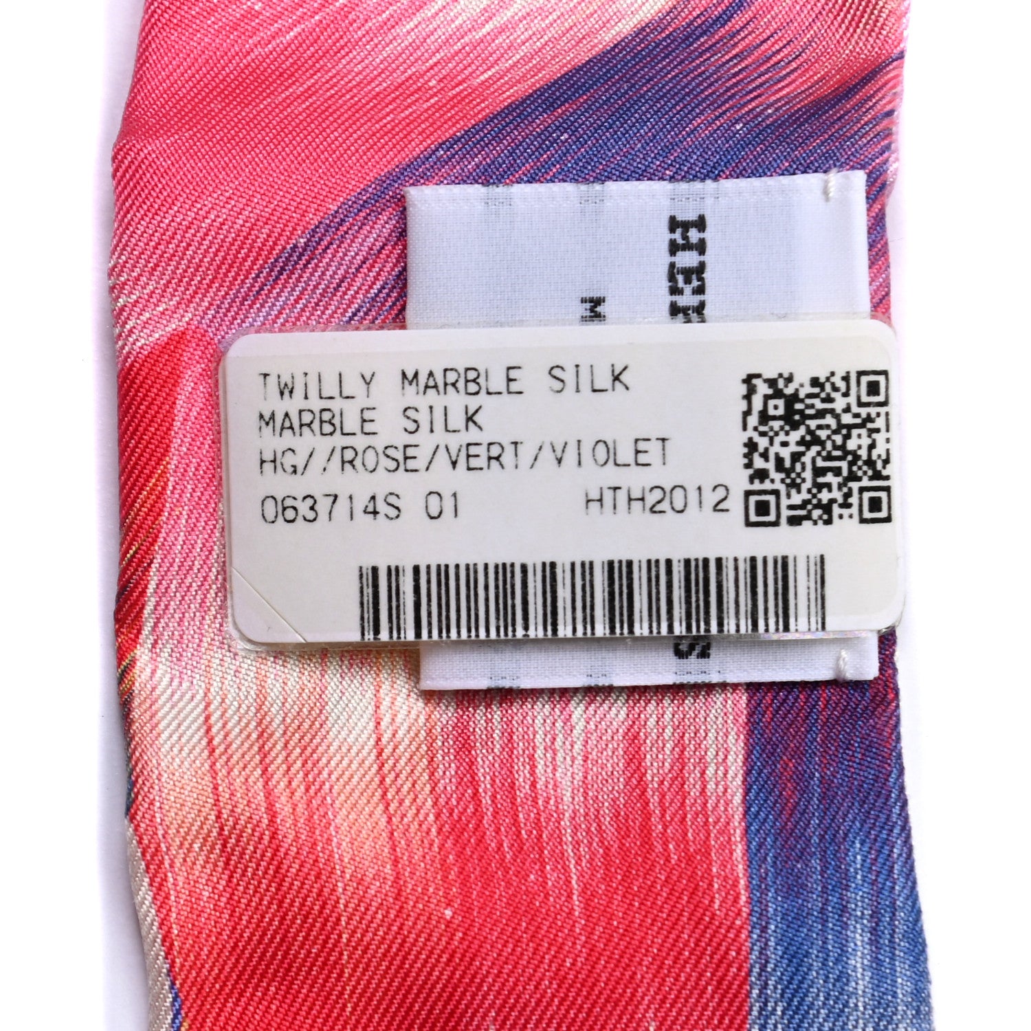 Hermes Silk Marble Silk Twilly Rose Vert Violet 7 of 8