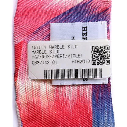Hermes Silk Marble Silk Twilly Rose Vert Violet 7 of 8