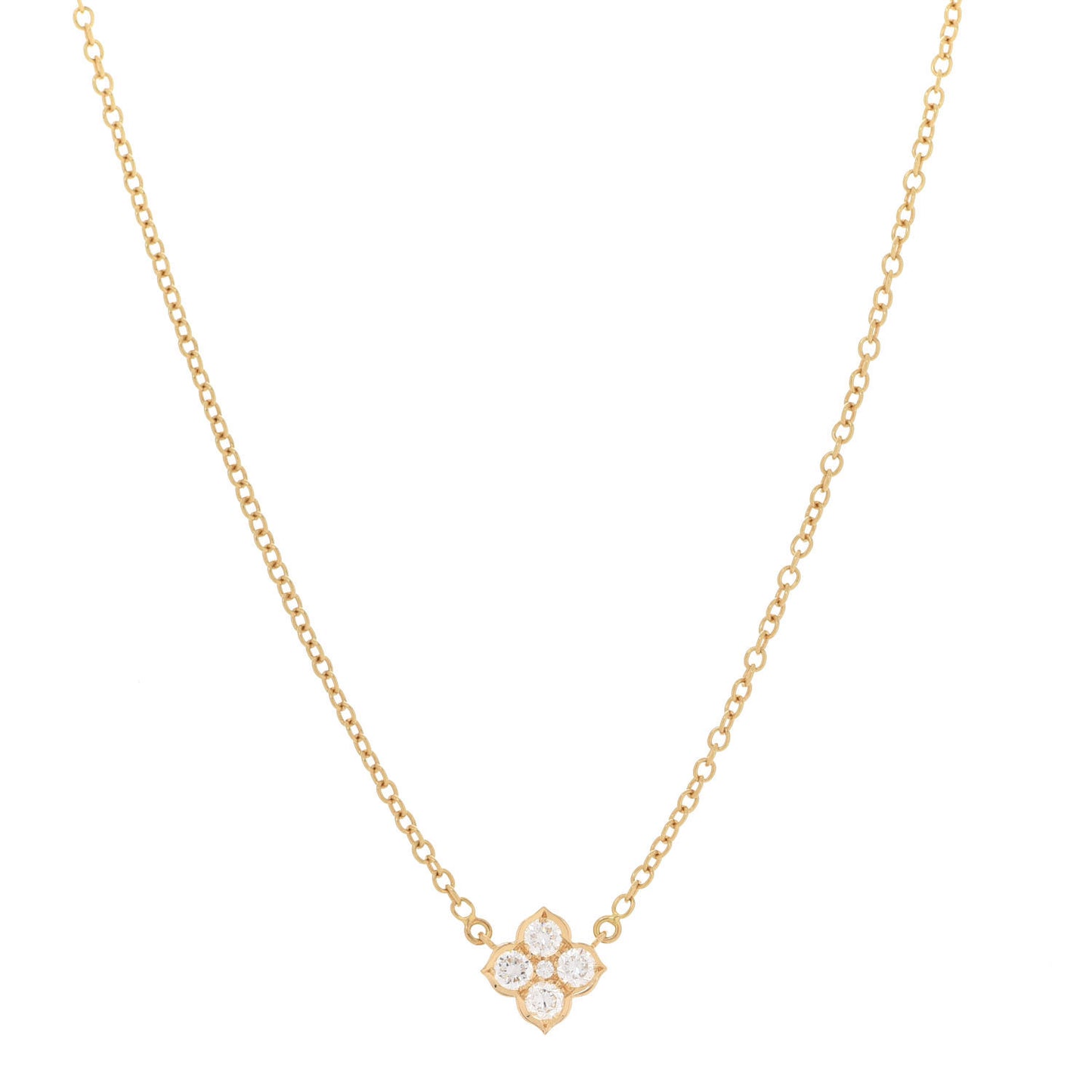 18K Yellow Gold Diamond Hindu Floral Pendant Necklace