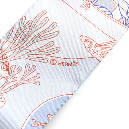 Hermes Silk Precious Paradise Twilly Gris Perle Bleu Vif Rose Pale 3 of 3