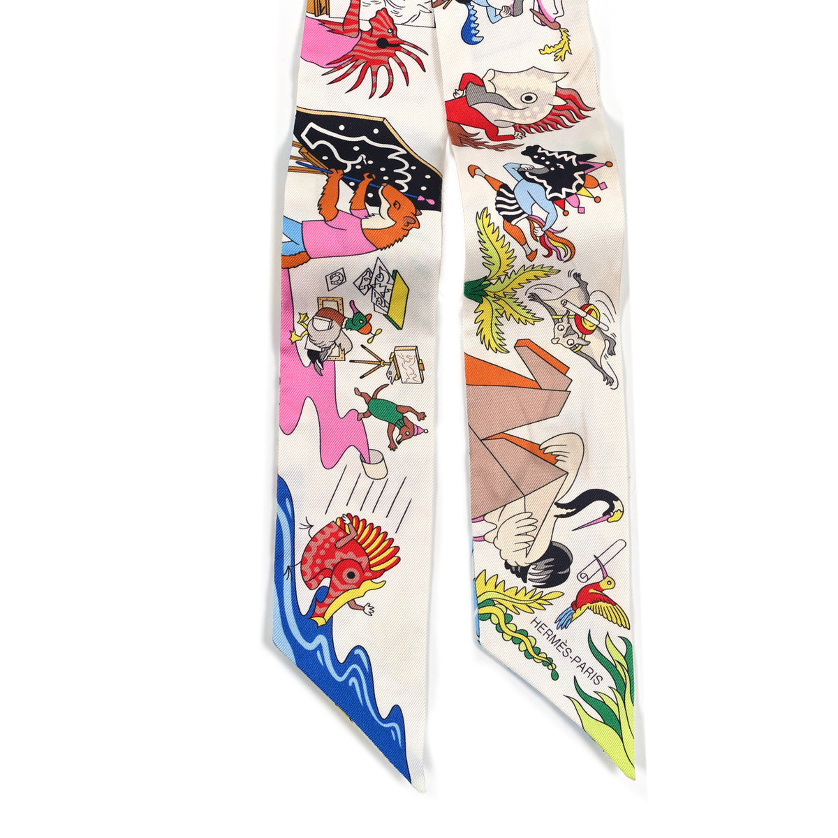 Hermes Silk Academia Hippica Twilly White Jaune Multicolore 2 of 3