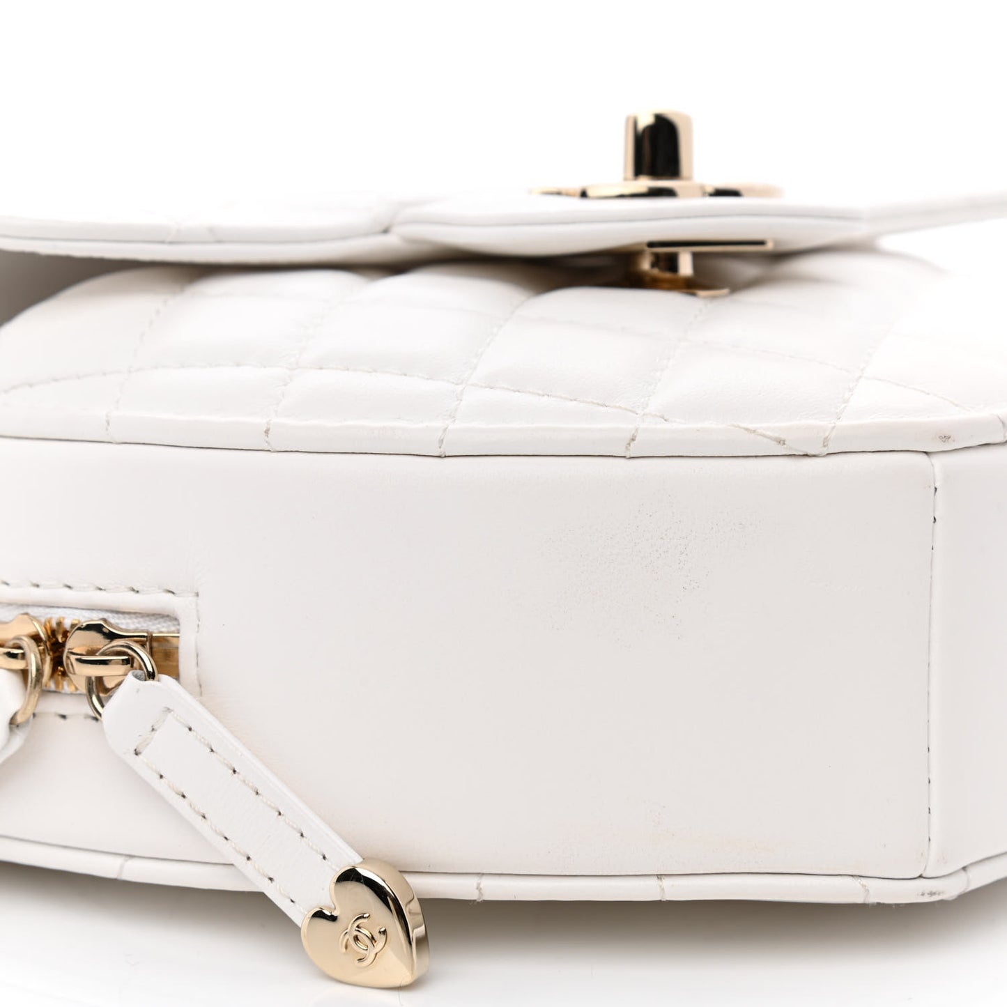 Lambskin Quilted CC In Love Heart Bag White