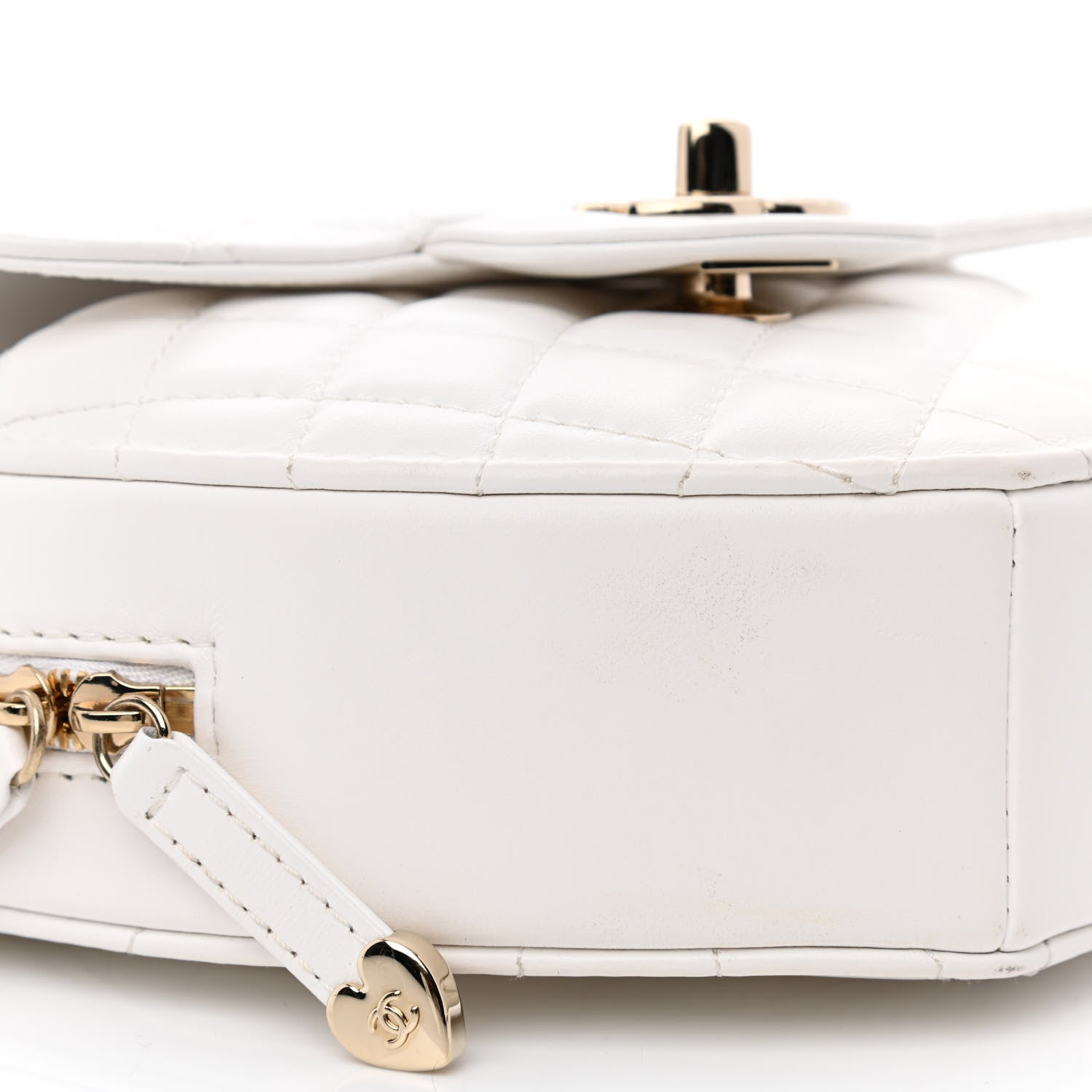 Chanel Lambskin Quilted CC In Love Heart Bag White 9 of 11