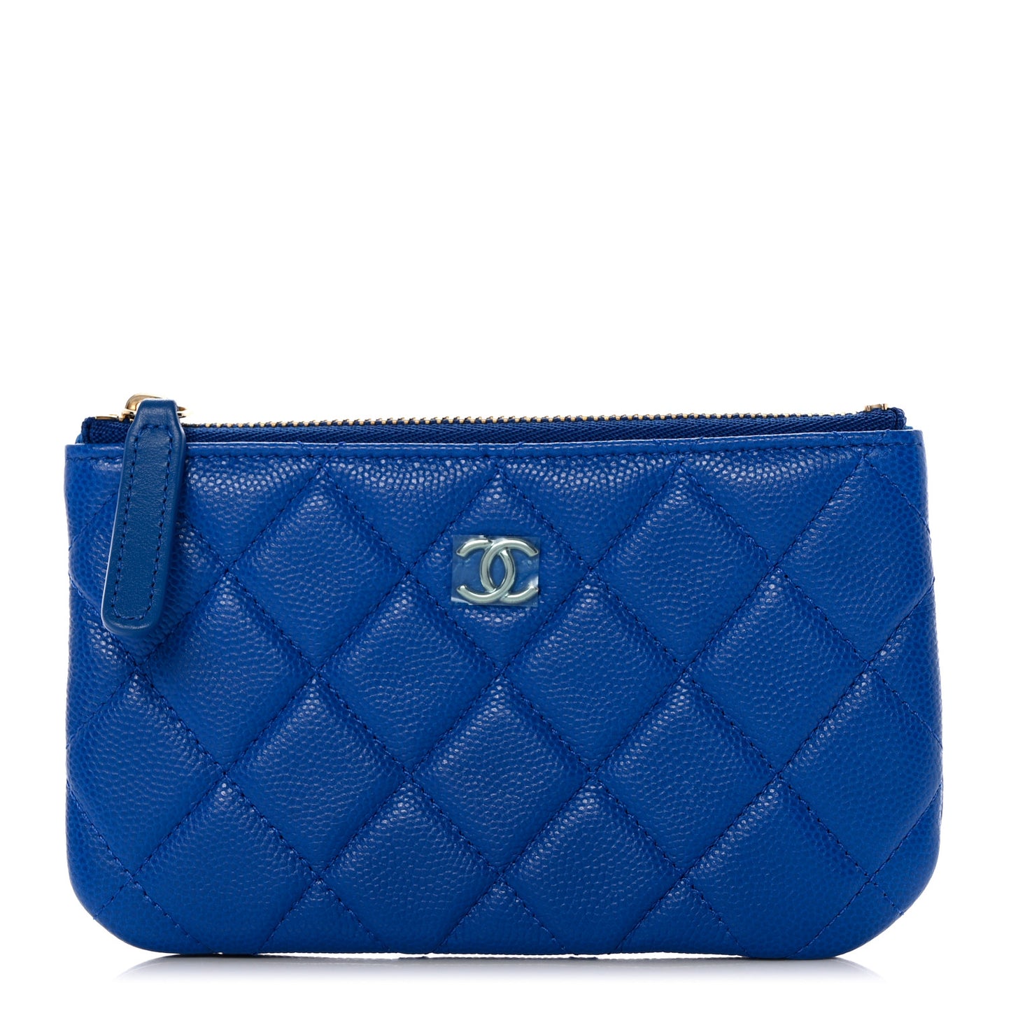 Caviar Quilted Small Cosmetic Case Blue