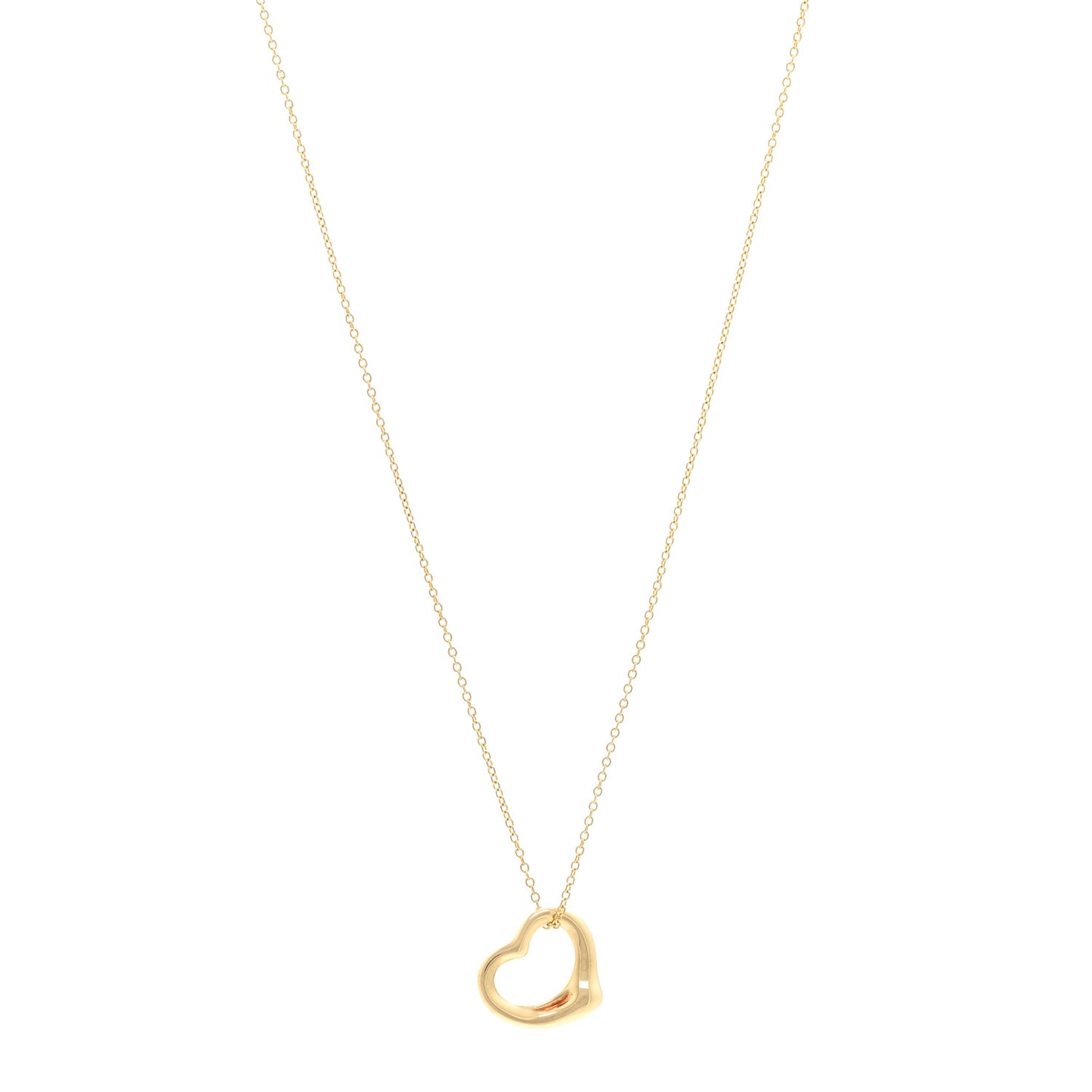 18K Yellow Gold 16mm Elsa Peretti Open Heart Pendant Necklace