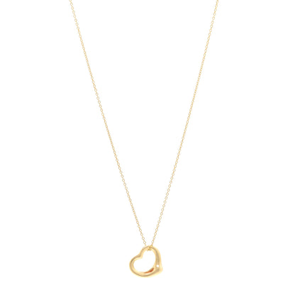 Tiffany 18K Yellow Gold 16mm Elsa Peretti Open Heart Pendant Necklace 1 of 6