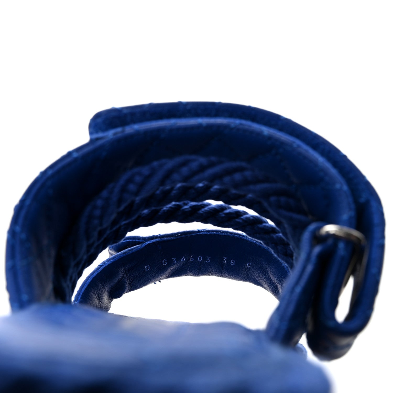 Chanel Cord Lambskin Quilted Logo Sandals 38 Blue 17 of 20
