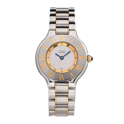 Cartier Stainless Steel 18K Yellow Gold 28mm Must De 21 Quartz Watch 1 of 6