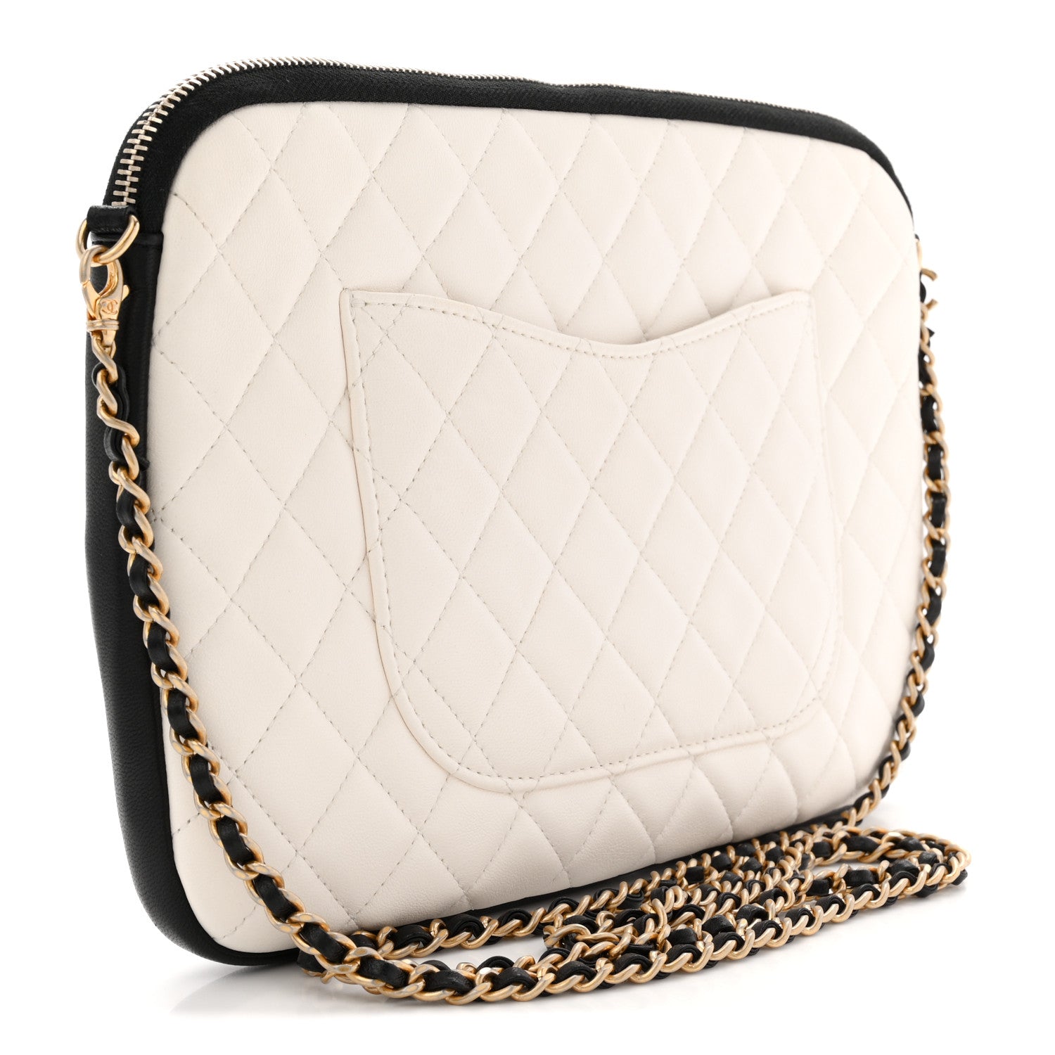 Chanel Lambskin Quilted Medium Girl Shoulder Bag White Black 2 of 12