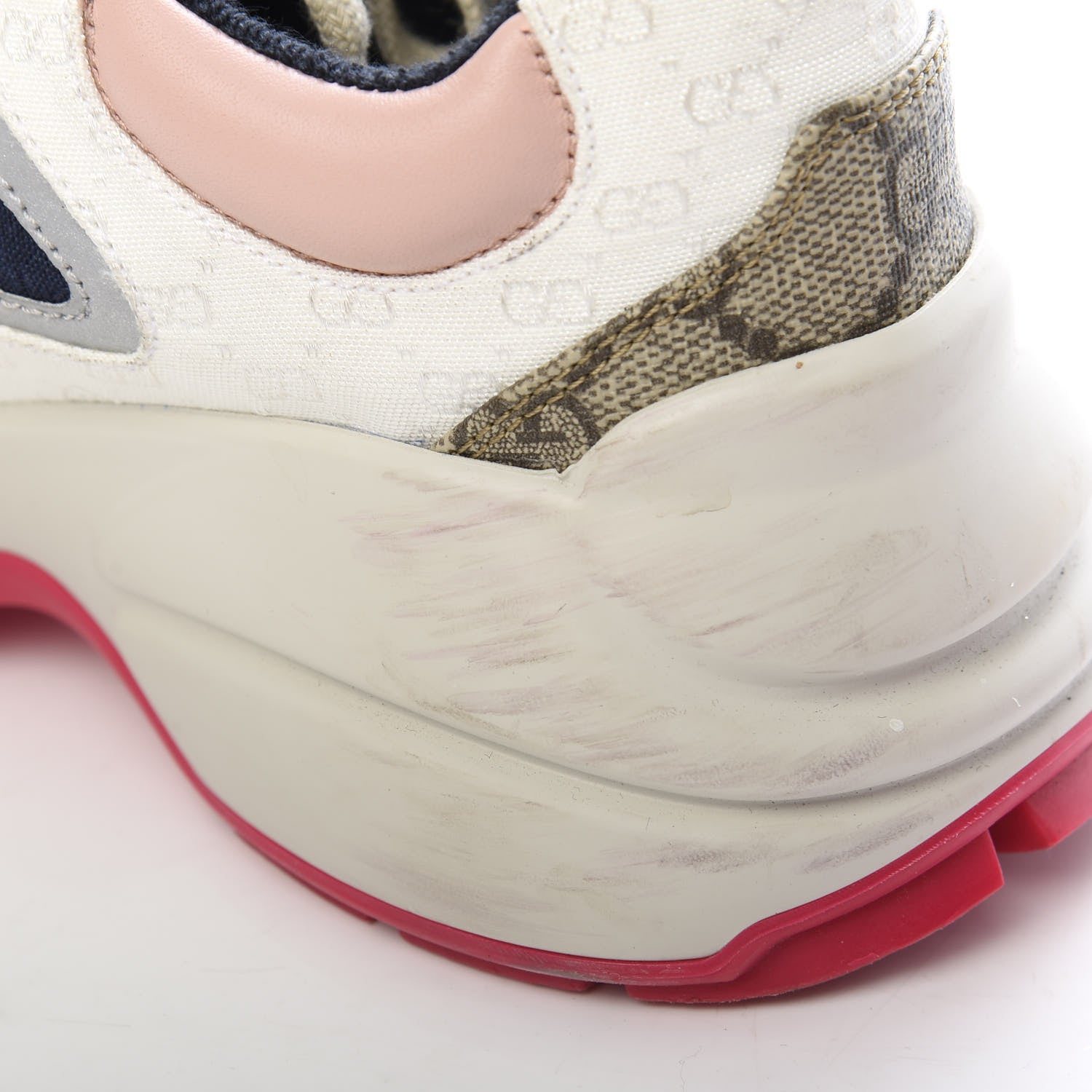 Gucci GG Supreme Monogram Mix Monogram Womens Rhyton Sneakers 35 London Blue Beige Pale Pink 9 of 12