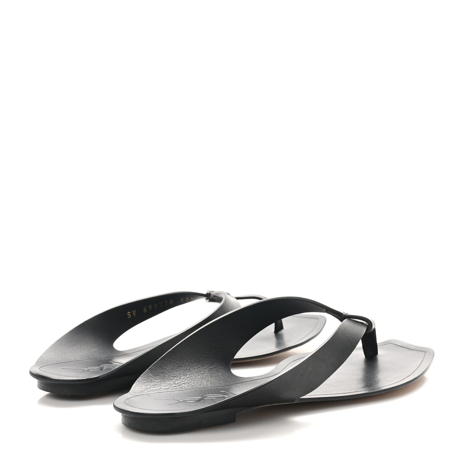 Saint Laurent Calfskin Tower 05 Slide Sandals 37.5 Black 5 of 10
