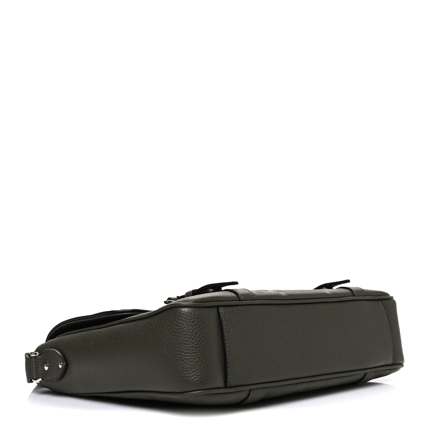 Gucci Piuma Calfskin Jumbo GG Embossed Double Buckle Medium Messenger Bag Dark Vintage Olive 4 of 10