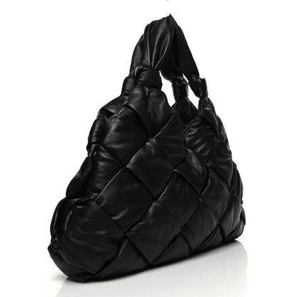 Bottega Veneta Nappa Intrecciato Maxi Padded Lock Large Shoulder Bag Black 3 of 9