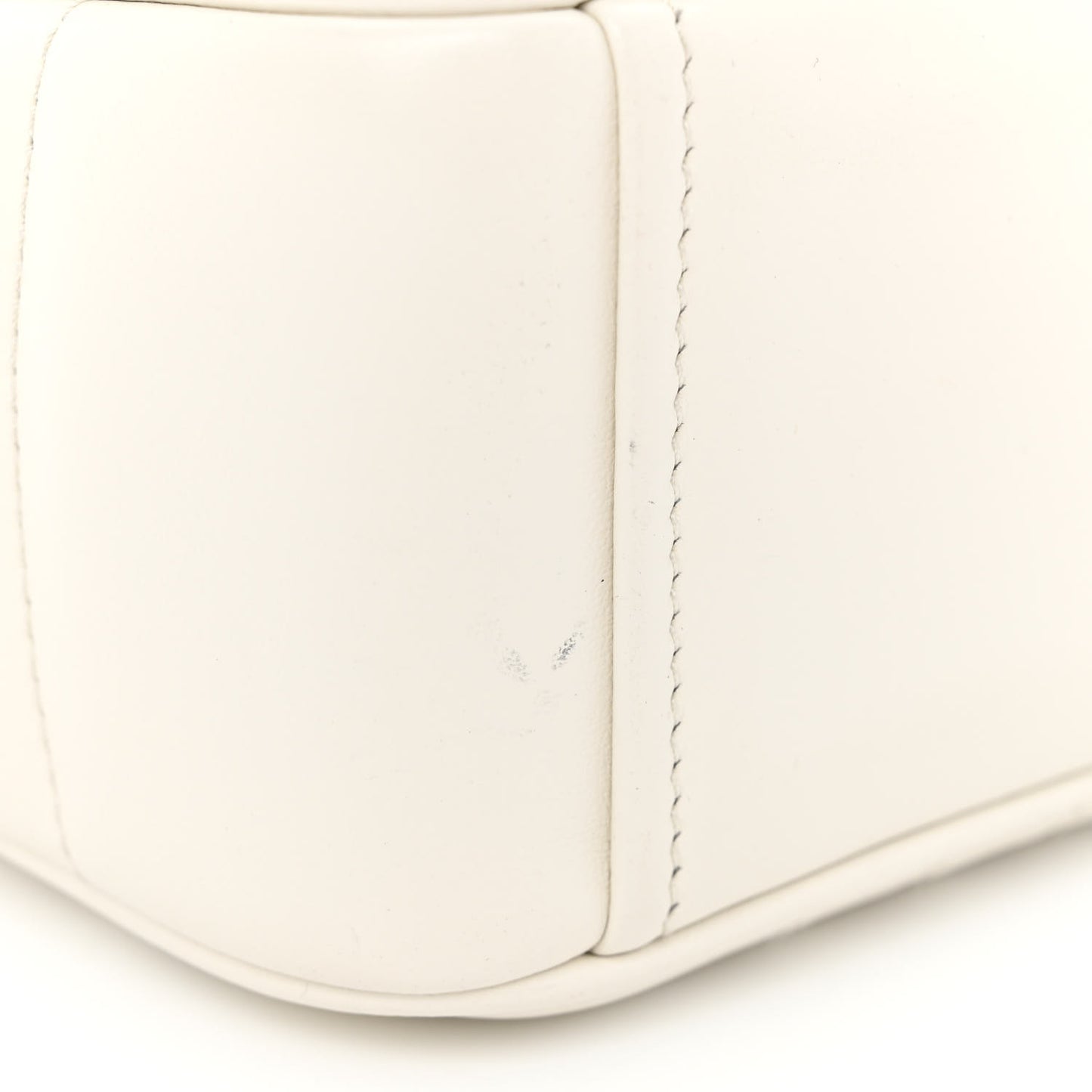 Soft Calfskin Impunture Diagramme Large Chain Flap Shoulder Bag White