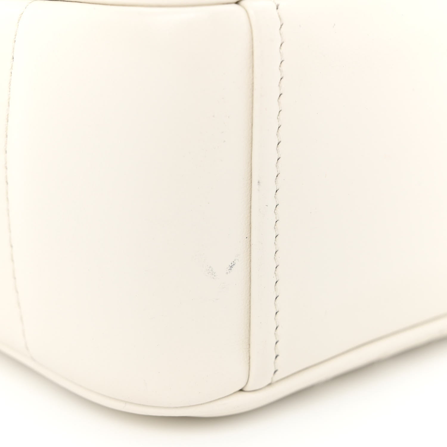 Prada Soft Calfskin Impunture Diagramme Large Chain Flap Shoulder Bag White 10 of 10