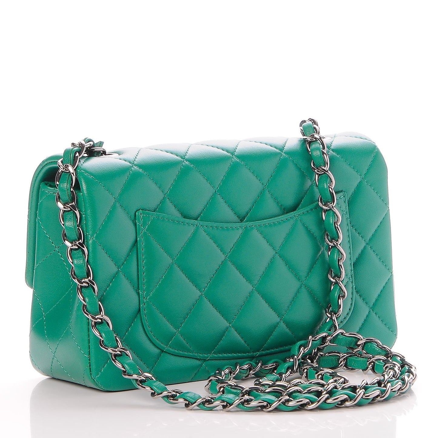 Lambskin Quilted Mini Square Flap Green